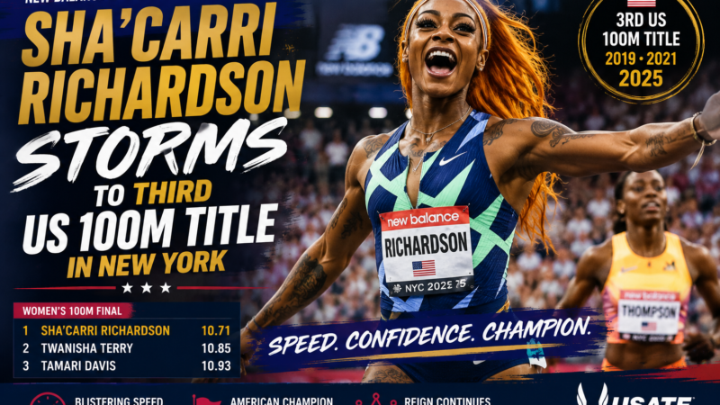 Sha'Carri Richardson Storms to Third US 100m Title in New York
